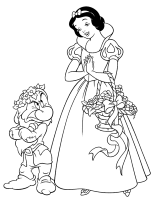 A coloring page of snow white